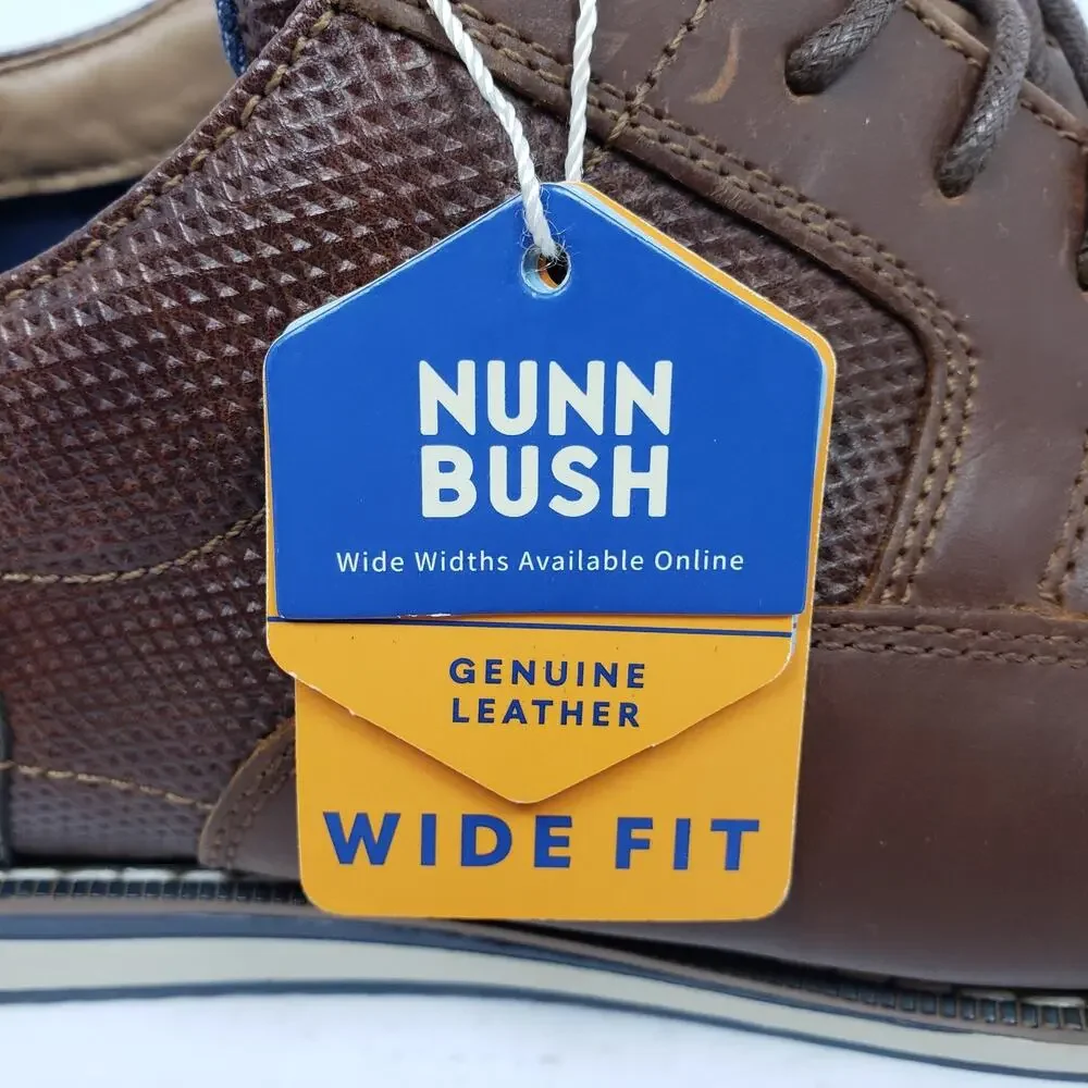 Nunn Bush Circuit Plain Toe Mens Size 12 W Brown Leather Comfort Oxford Shoes
